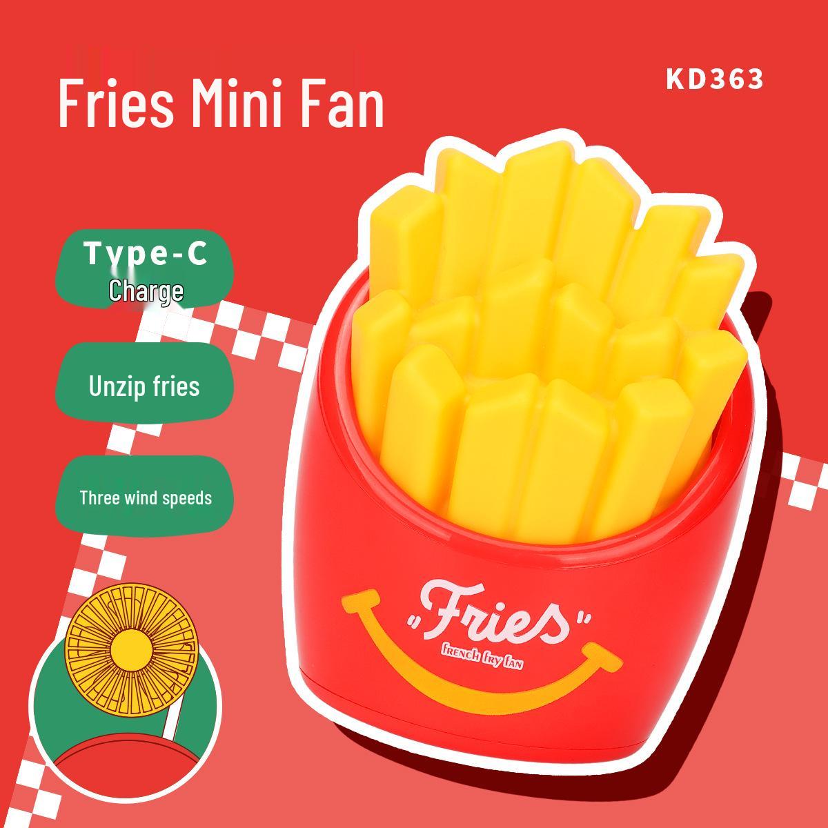 

USB Charger Hamburger & Fries Desktop Fan - Cute & Fun Student Desk Ornament