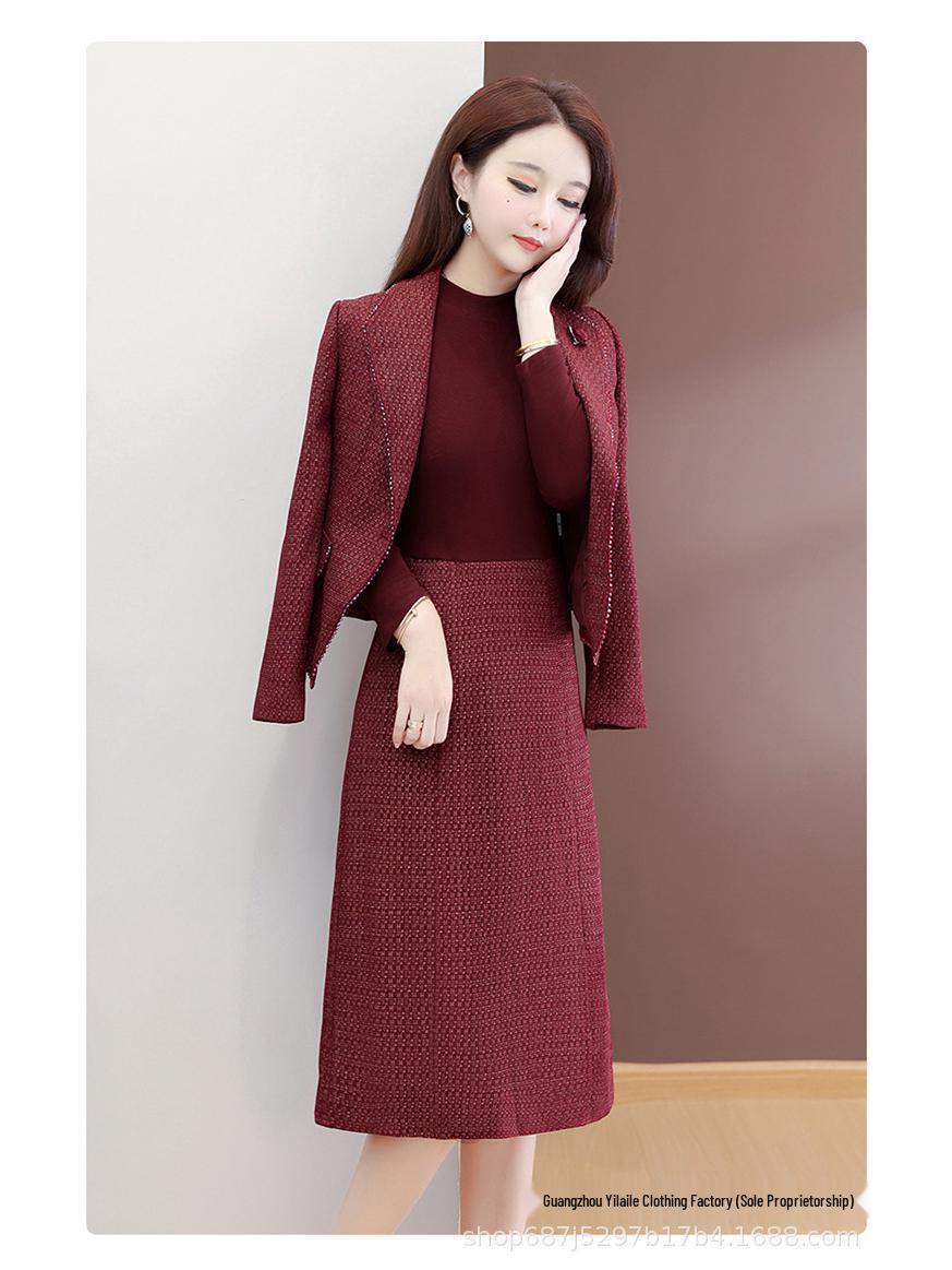 Elegant Red Two-Piece Mother-in-Law Wedding Dress for Early Autumn XXXL красный