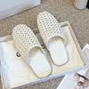 Fashion Women Mesh Slippers Low Heels Hollow Sandals Woman Mules Shoes Square Toe Summer 2025 New Trend Casual Dress Beach Slides Mujer