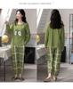 Aifen Teng Women's Pajamas Set: Pure Cotton, Long Sleeve, Long Pants, Casual Home Wear, Suitable for Spring, Autumn, and Winter.