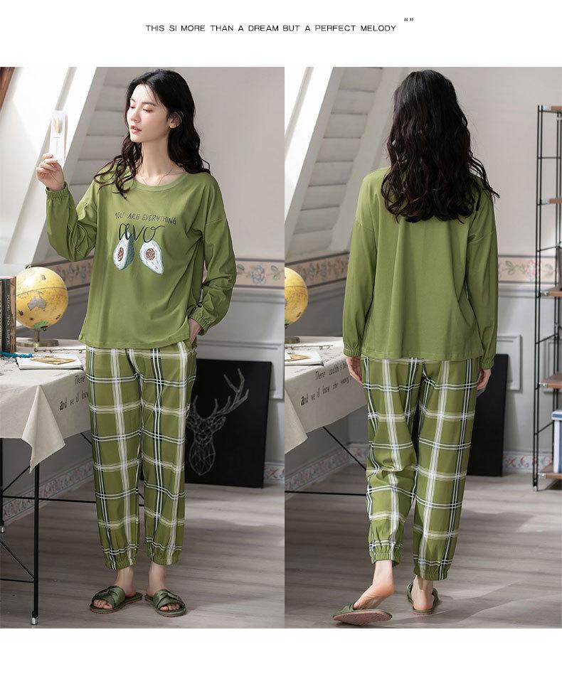 Aifen Teng Women's Pajamas Set: Pure Cotton, Long Sleeve, Long Pants, Casual Home Wear, Suitable for Spring, Autumn, and Winter.