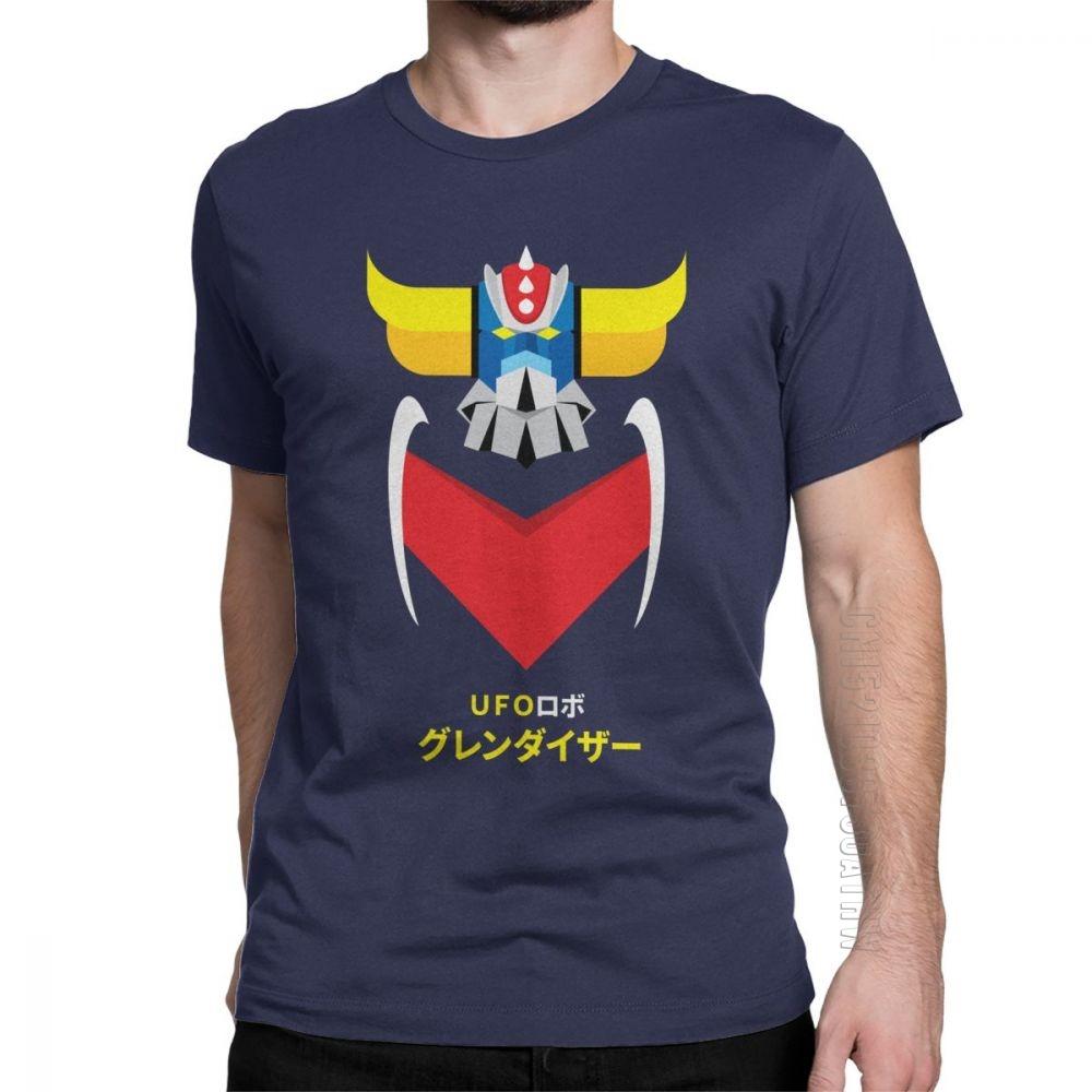 Grendizer Color And Japanese UFO Robot T Shirts For Men Designer Fun Tee Shirt O Neck Purified Cotton Clothing T Shirts