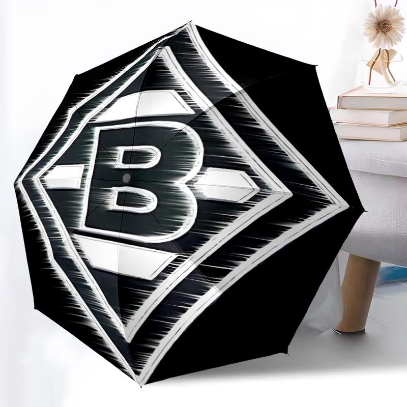 Printed Borussia Monchengladbach logo Printed Folding Umbrella,Outdoor,Leisure,And Travel Umbrella,Durable Umbrella Fabric,Birthday And Holiday Gift