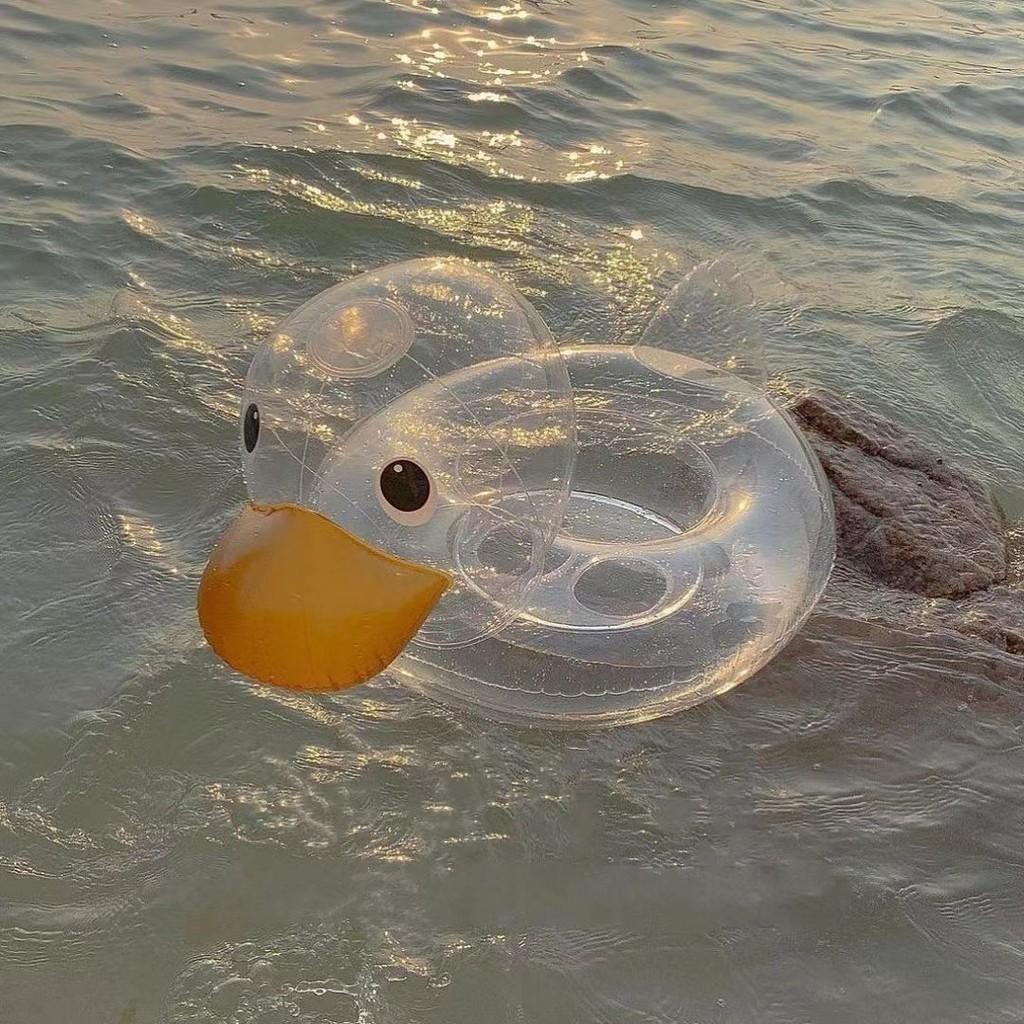 Transparent Big Head Duck Swim Ring For Babies 0-7 Years Old Pvc Thickness 0.25