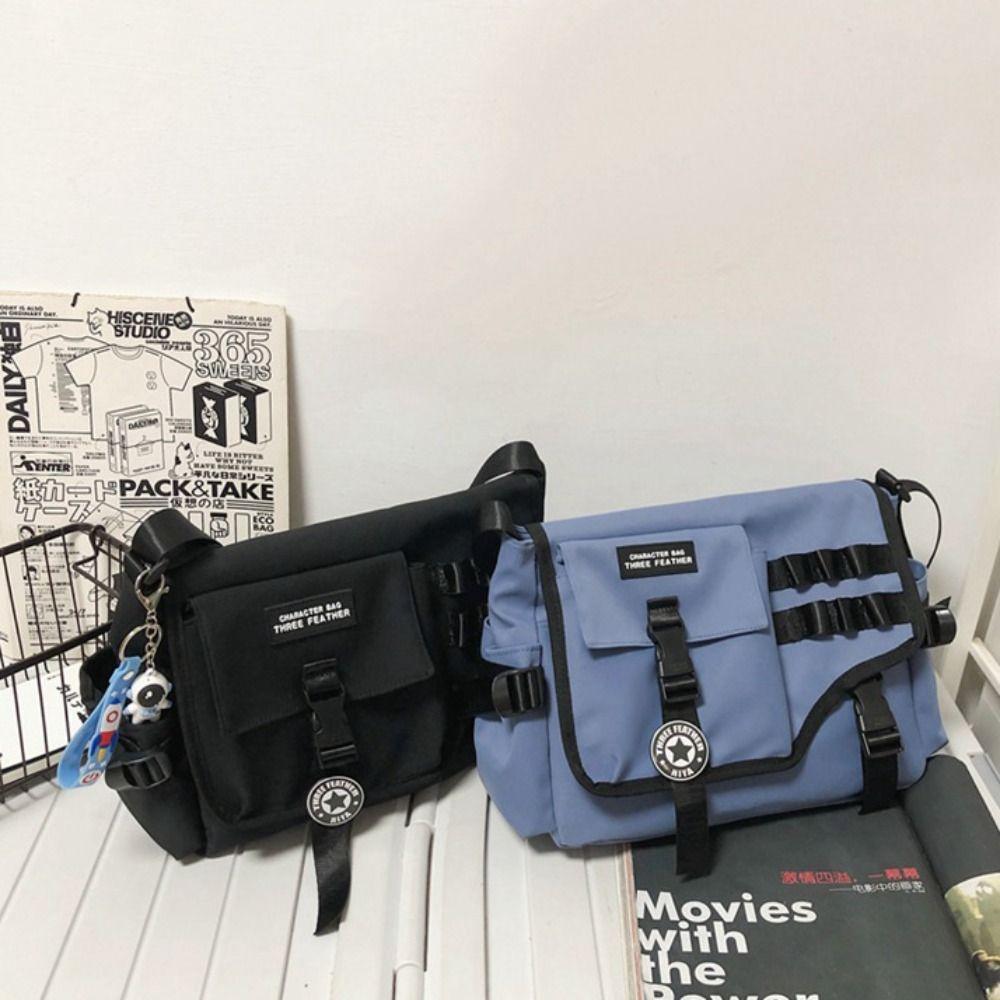 Harajuku Men Crossbody Bag Square Casual Messenger Bag Fashion Nylon Postman Bag  Unisex