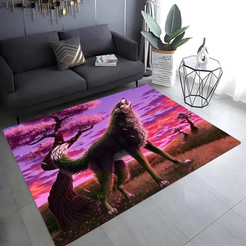 Snow Wolf Pattern Floor Mat Door Decoration Home Living Room Floor Mat