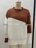 Women's Casual Color Block Long Sleeve Knit Sweater
