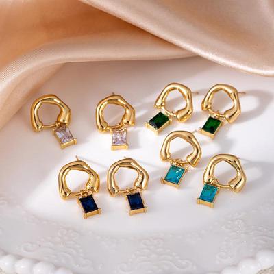 Orecchini a cerchio versatili in zircone verde per donna – Acciaio inossidabile, Leggeri, Lusso