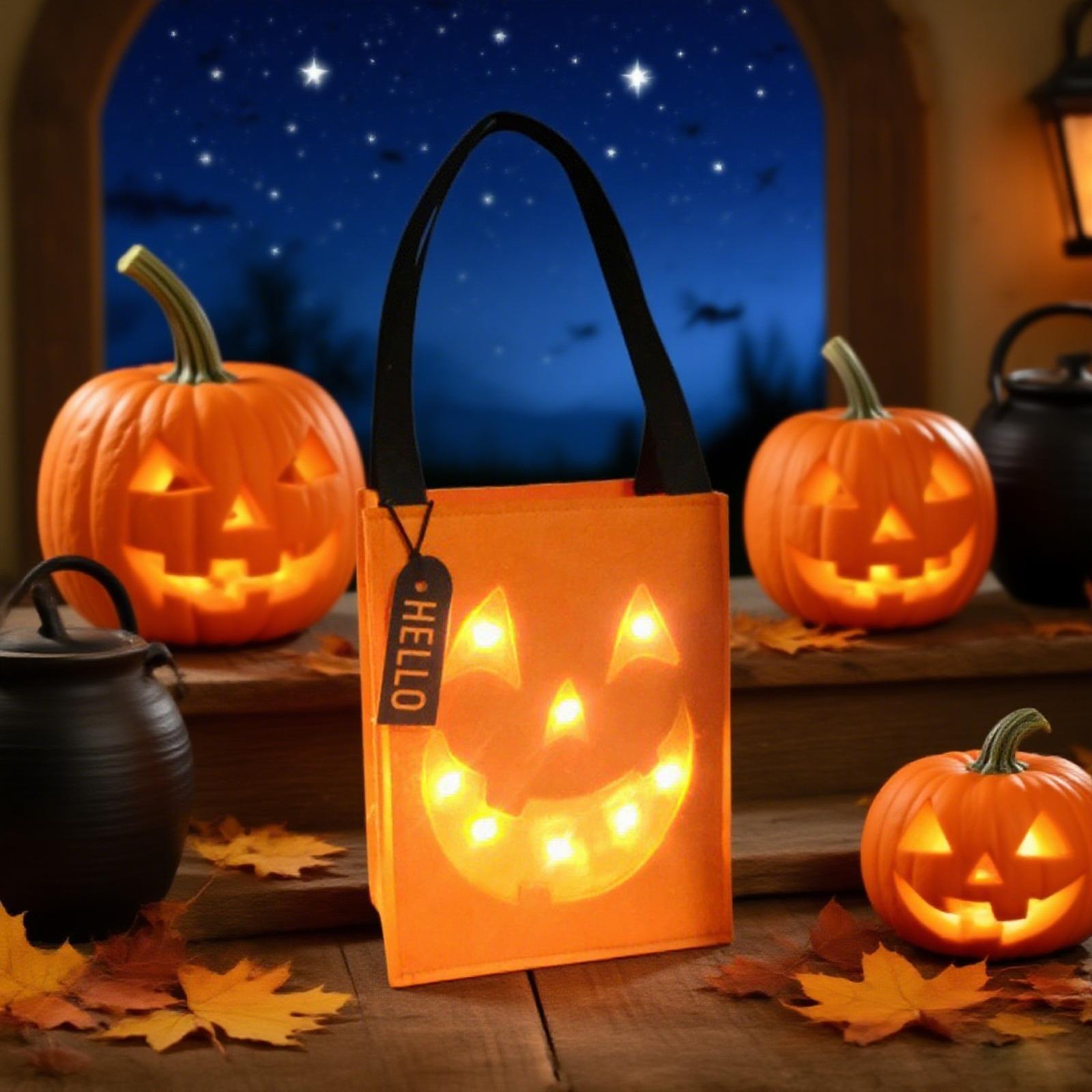 

Светящийся мешочек для конфет в виде тыквы, сумка для хранения, сумочка, мешочек для конфет на Хэллоуин, сумочка в виде тыквы (10*7.5*4 Дюйма) One Size