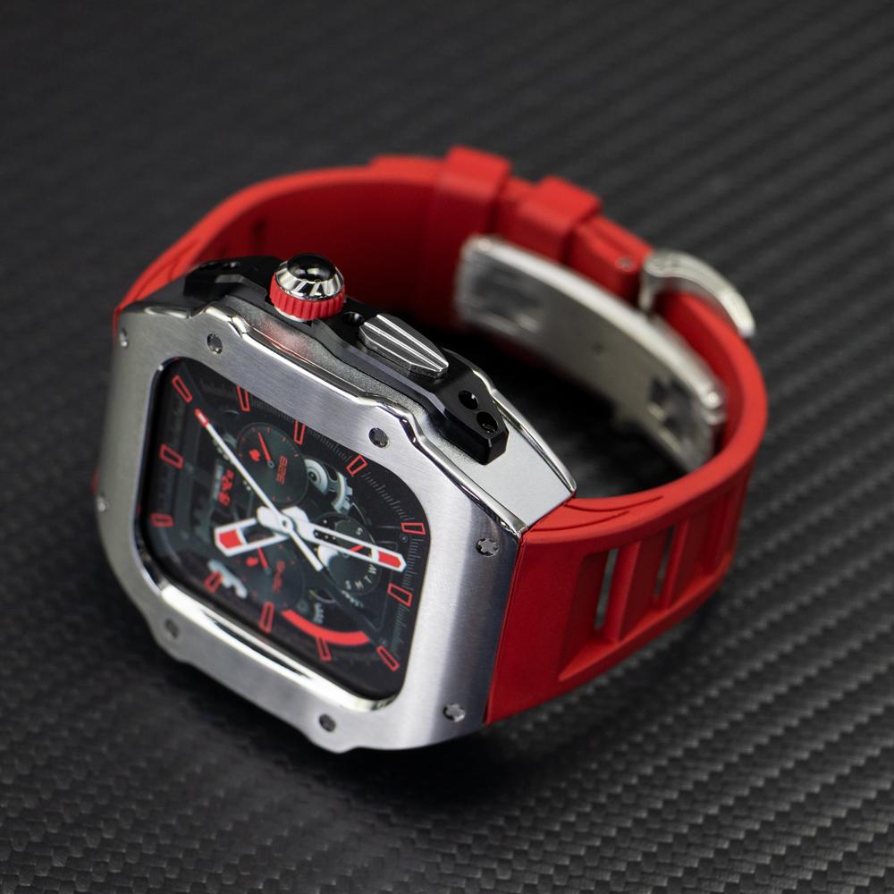 Stainless Steel Modification Kit For Apple Watch 8 Ultra 49mm 7 6 5 4 SE 44MM 45MM Case Sport ONLY Band iWatch Rubber Refit Mod