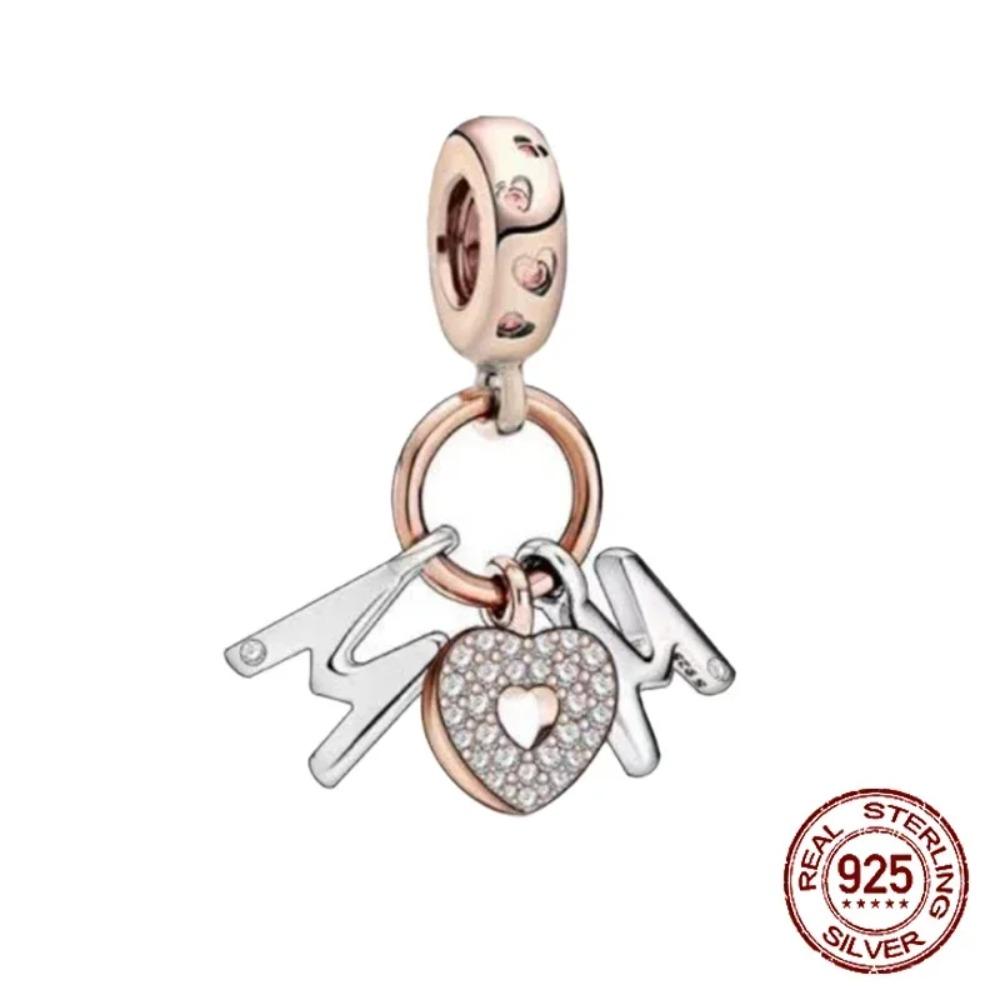 925 Silver Golden Charm Crown Family Tree Safety Chain Hollow Beads for Women DIY Bracelets Jewelry