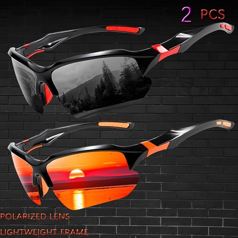 2pcs Classic Lightweight Sports Sunglasses Semi-Rimless UV400 for Cycling Fishing Unisex Outdoor Vintage Eyewear