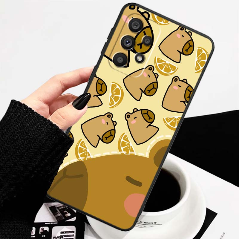 

Мультяшная Аниме Капибара Арт Для Samsung A73 A72 A71 A55 A54 A53 A52 A51 A13 A22 A16 A15 A12 A14 A26 A07 5G Черный Чехол для Телефона Galaxy A16 5G