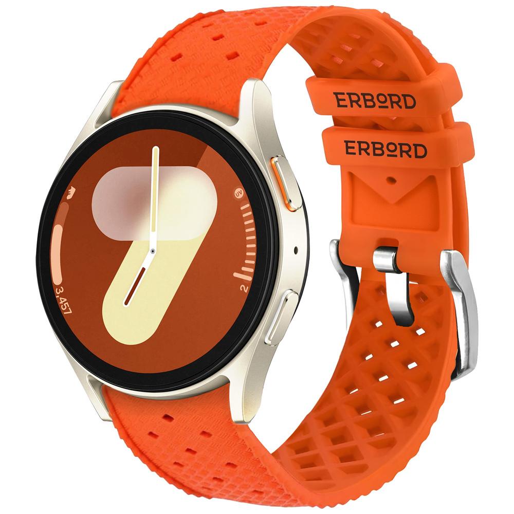 ERBORD Universal Silicone Strap 20mm, Tropic, Orange / Silver Buckle