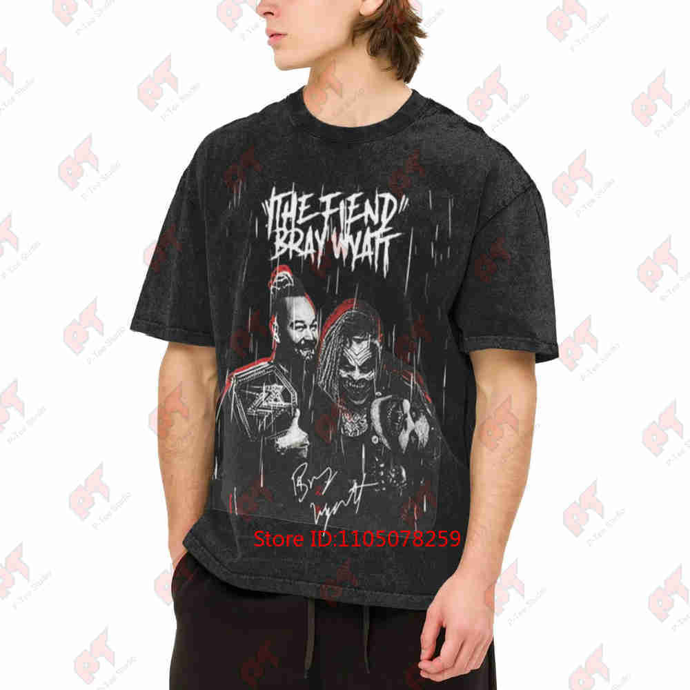Bray Wyatt Wrestling Vintage Washed Tee Pure Cotton T-Shirt
