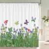 Tropical Plant Green Leaves Shower Curtain Bathroom Curtains With Hooks Monstera Palm Trees Waterproof Fabric Bathtub Decor
