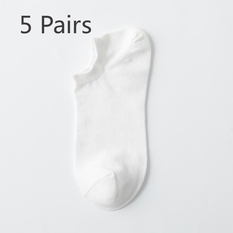 5 Pairs of Men's Summer Breathable and Sweat Absorbing Solid Color Anti Drop Heel Socks