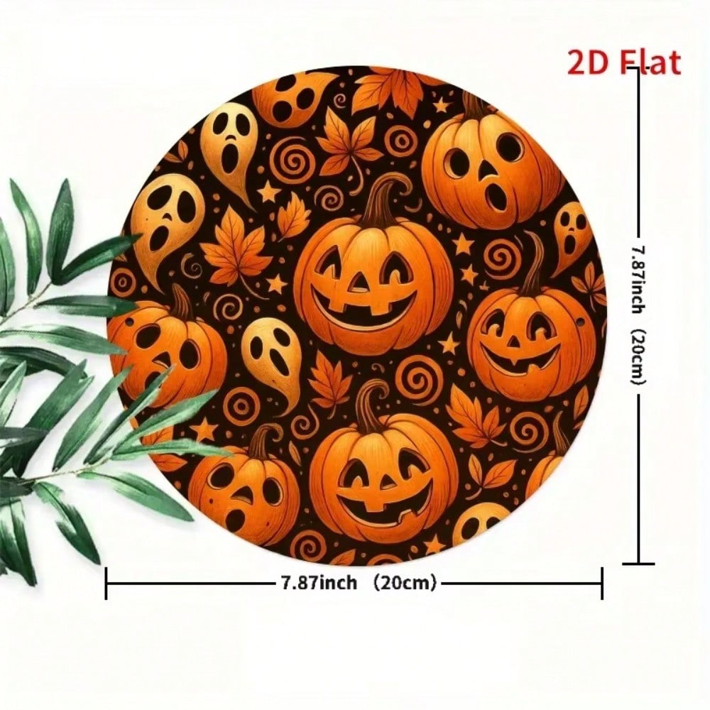Halloween Pumpkin Iron Metal Wall Art Retro Round Sign Home Decor 20x20