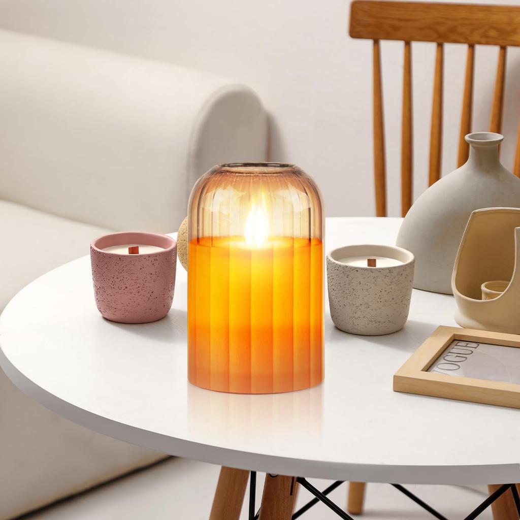 PinnWaa LED Candle, Glass, 1pc, Warm White, Ambient Candle Light, with Remote Control, Safe, Energy-Saving, Flickers Like a Real Flame, Relaxing