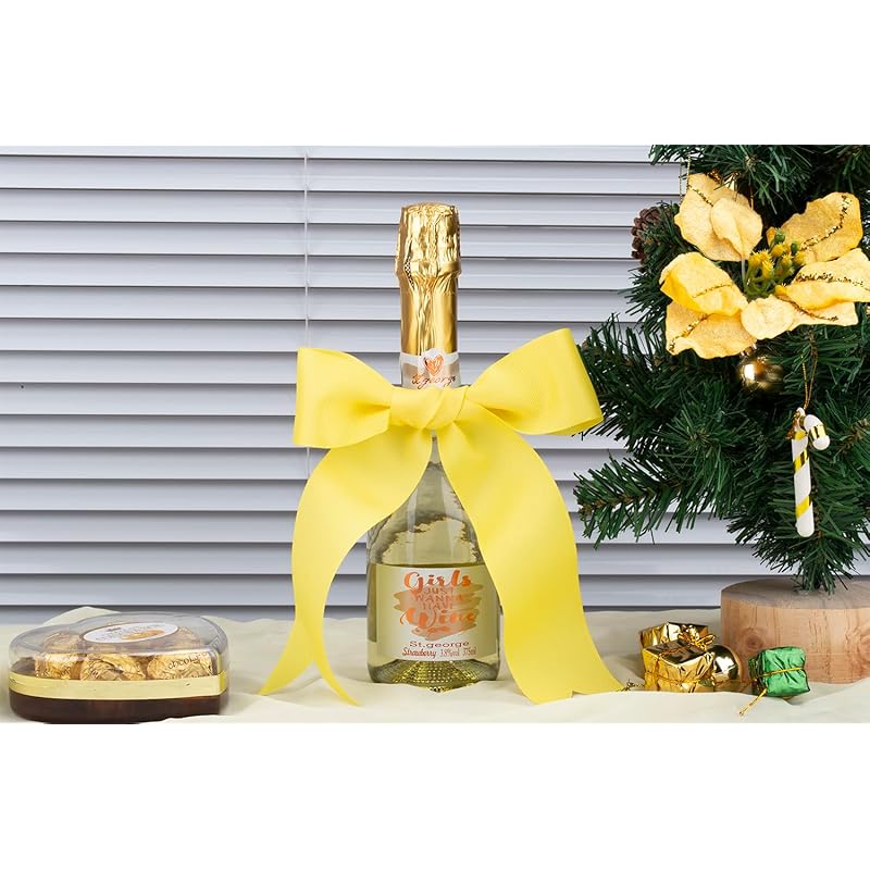 [Tekdeere]Width 50mm Solid Lemon Grosgrain Ribbon, Perfect for Gift Wrapping, Sewing, Hair Accessories, Wedding Decorations - 22 Meters/roll