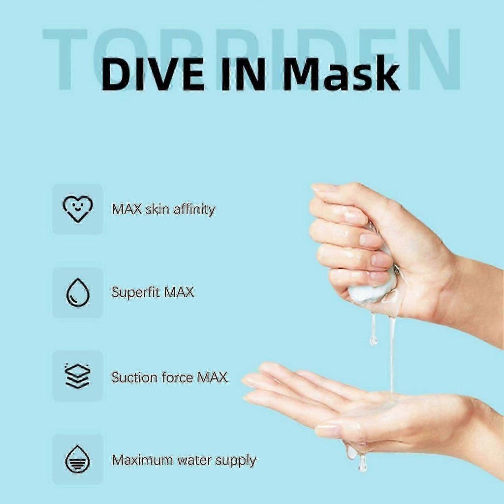 Torriden DIVE IN Hyaluronsäure Gesichtsmaske - Extra feuchtigkeitsspendende koreanische Tuchmaske mit Panthenol & Allantoin, 10 Stück