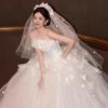 Large Size Wedding Dress Bride 2025 New Wedding Dress Flower Tube Top Trailing Tail Fat MM Thin Dress Yarn Advanced