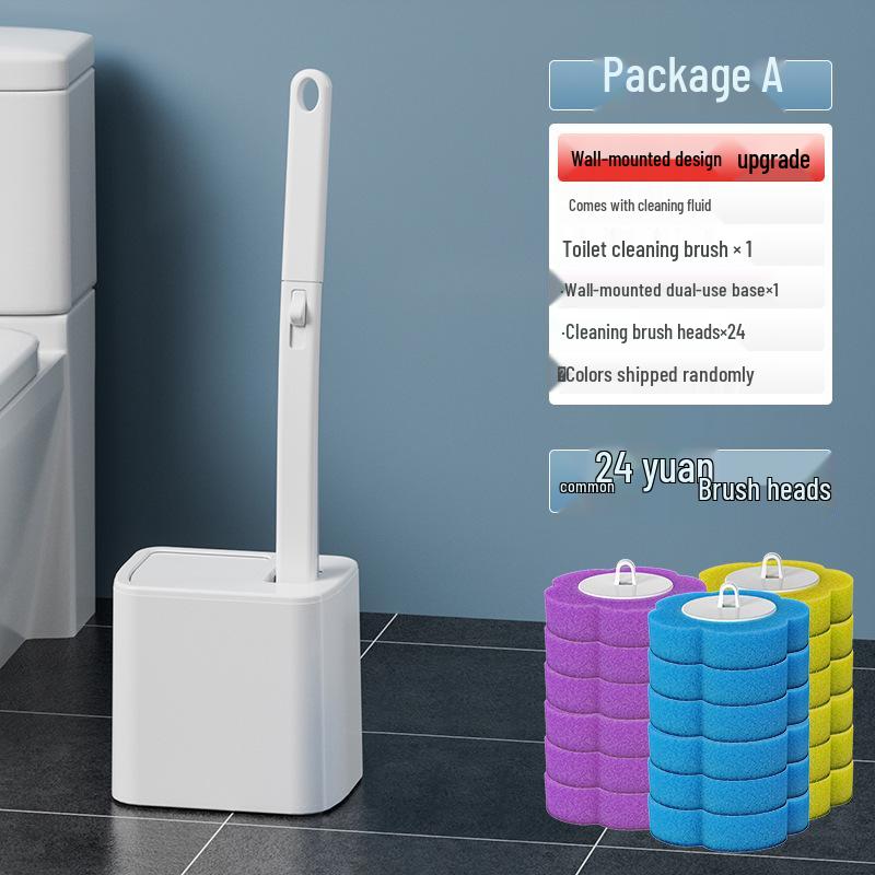Disposable Antibacterial Toilet Brush Set with Dead Corner Cleaning Heads
