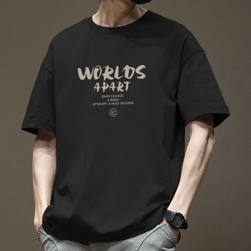 WTEMPO Brand Summer Trend Cotton Loose Simple Tops Men's Youth Short-sleeved T-shirt Soft and Comfortable Breathable Couple Pullovers