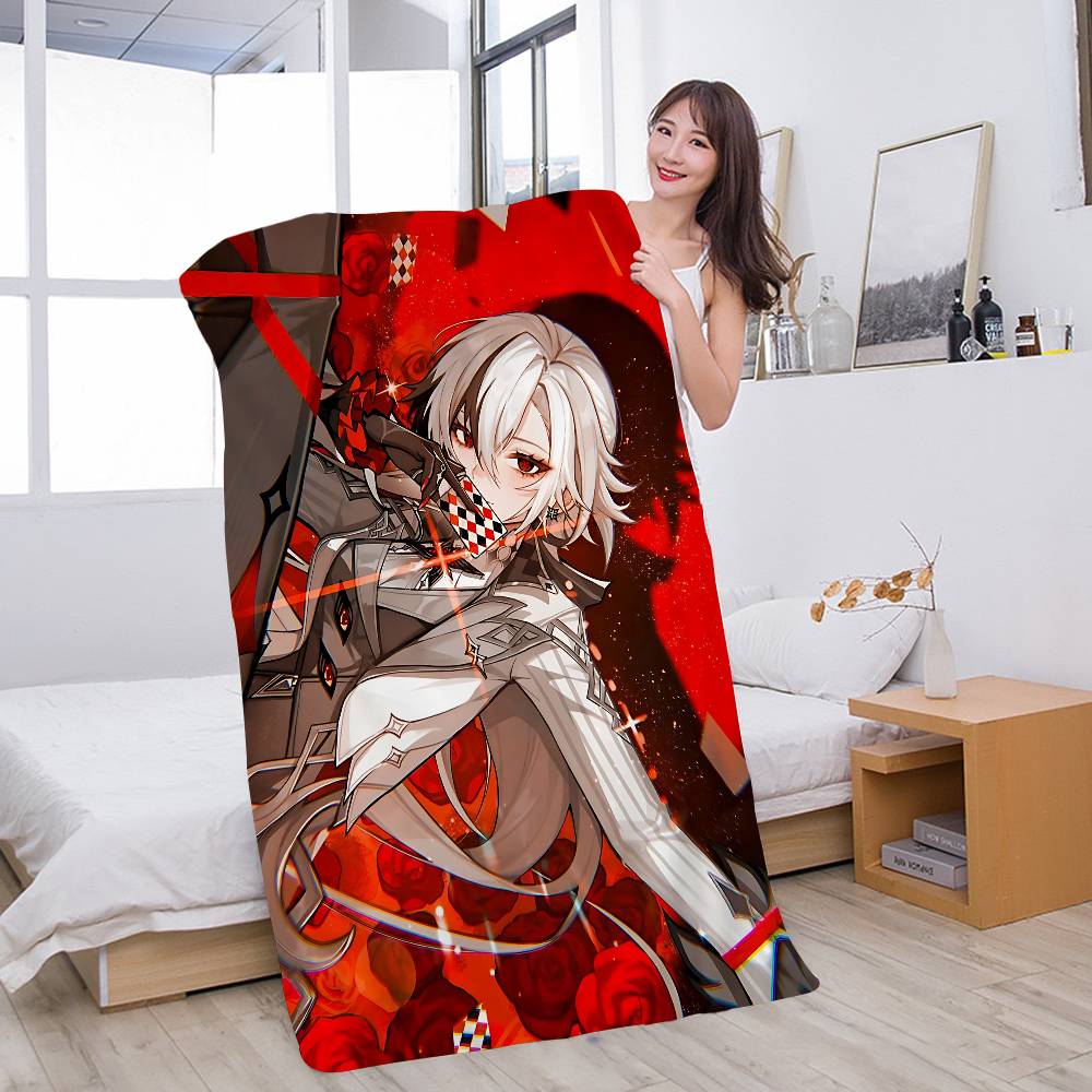Genshin Impact Arlecchino Anime Beach Swimming Towel Soft Absorbent Washcloth Children's Gifts For Kids Travel Camping Gym