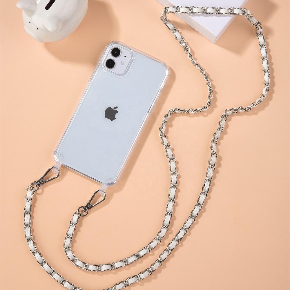 

120cm Korean Crossbody Lanyard Necklace Pearl Chain Phone Case for iPhone 13 14 16 Pro Max Transparent Cover with Strap For iPhone 16 Pro&Product picture