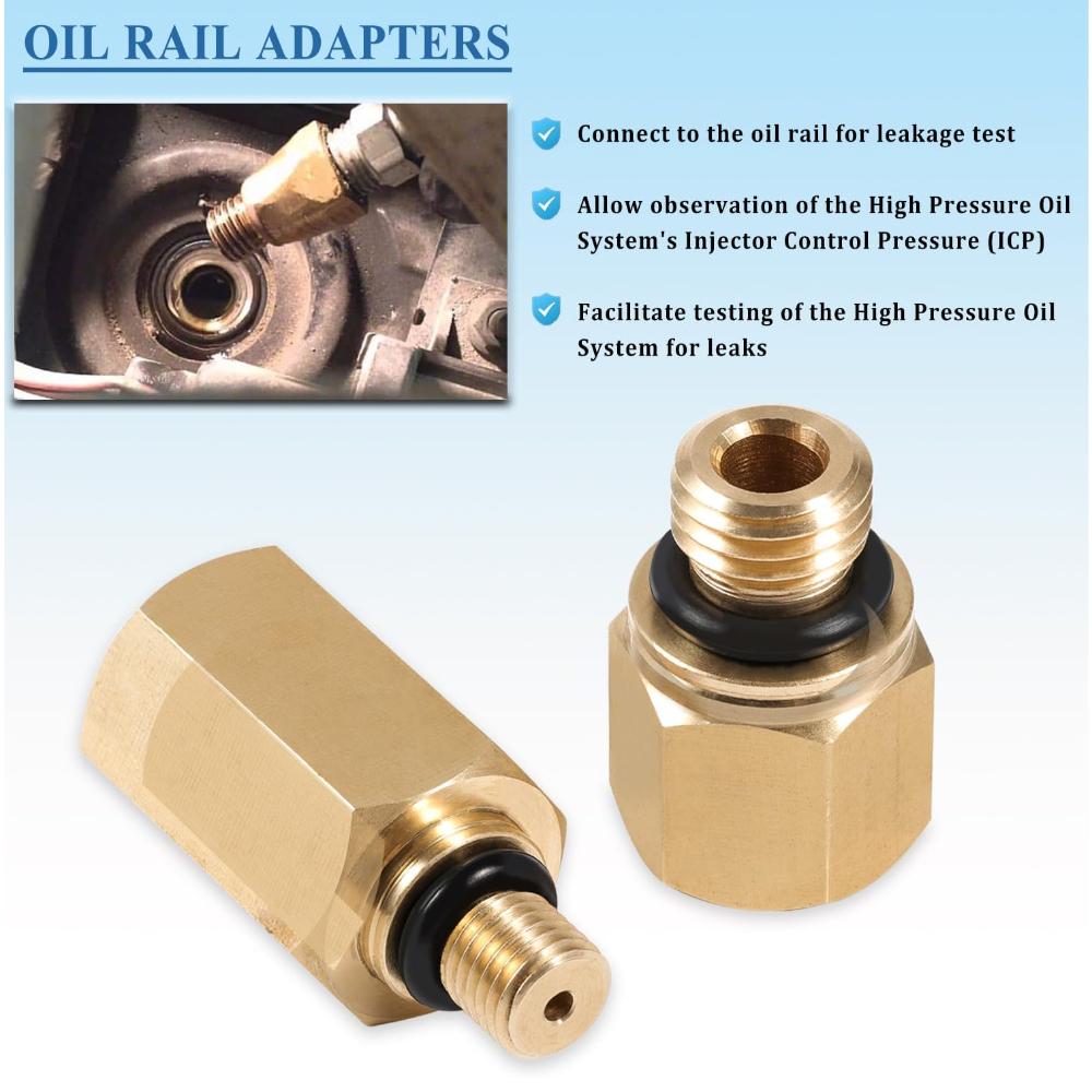 6.0 IPR Valve Socket & Oil Rail Adapters Kit & 6.0 High Pressure Oil Pump IPR Valve Air Test Fitting Tool with Seal Kit