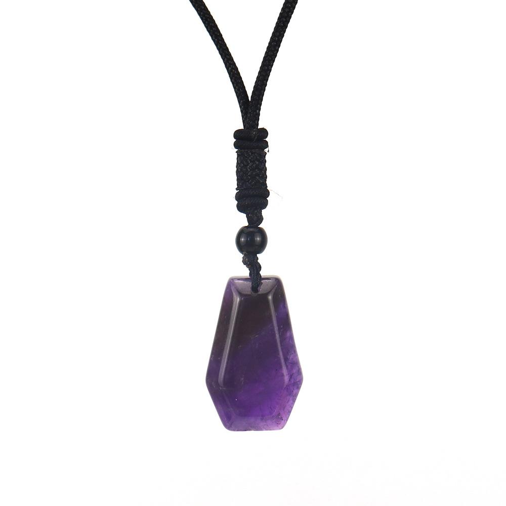 

Natural Amethyst Agate Hexahedron Pendant Necklace Rough Stone Gemstone Necklace N615 аметист