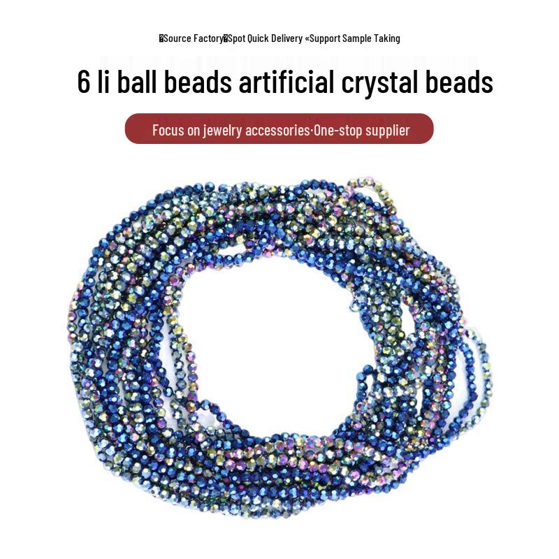 6mm High-End Colorful Crystal Glass Beads Bracelet DIY Jewelry Accessories Chain 6mm