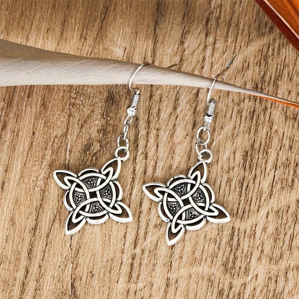 Vintage Witch Knot Earrings Magic Knot Pagan Wicca Symbol Earring for Men Women Celtic Knot Zircon Gifts