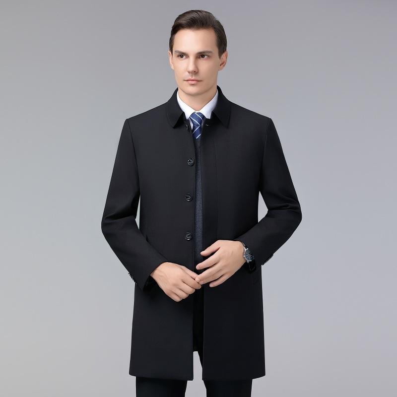 

Кашемировое пальто мужское средней длины ветровка пуховик утолщенный шерстяное пальто для пап среднего возраста 195