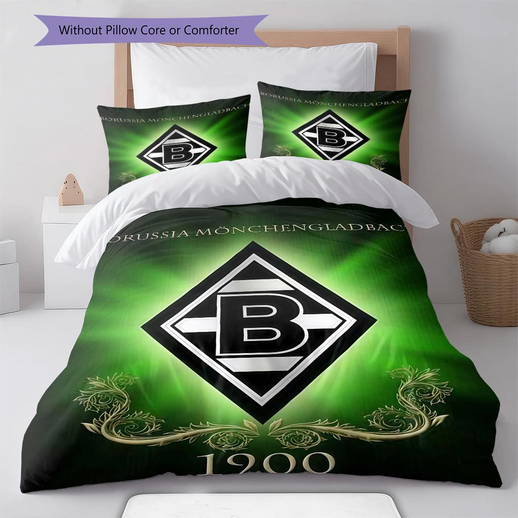 Borussia Pattern Bedding Quilt Set Quilt Cover Pillowcase Home Decoration Birthday Gift (1 * duvet cover + 2 * pillowcase, without core)