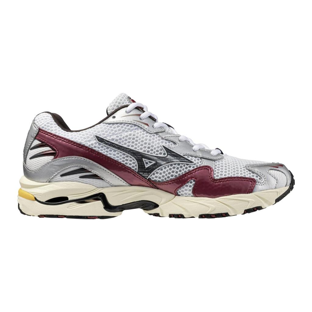 Mizuno Wave Rider 10 Size 2E Sneakers, White/Black/Wine Red, 28.5 Cm,