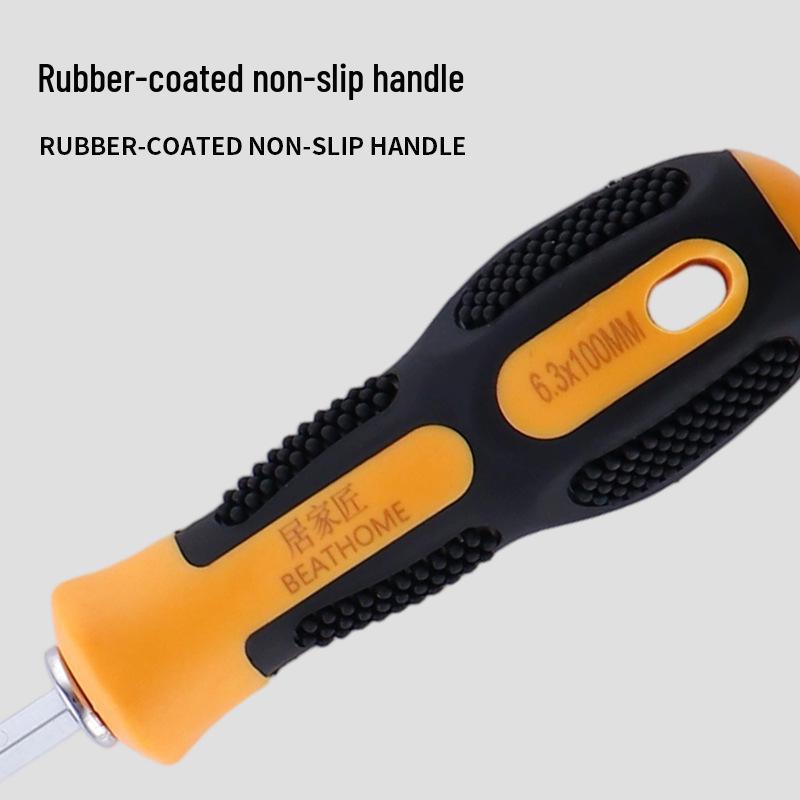 Dual-Use Non-Slip Magnetic Screwdriver: 6.3mm Double-Ended, PH2 Phillips & Slotted Interchangeable Heads, M4.
