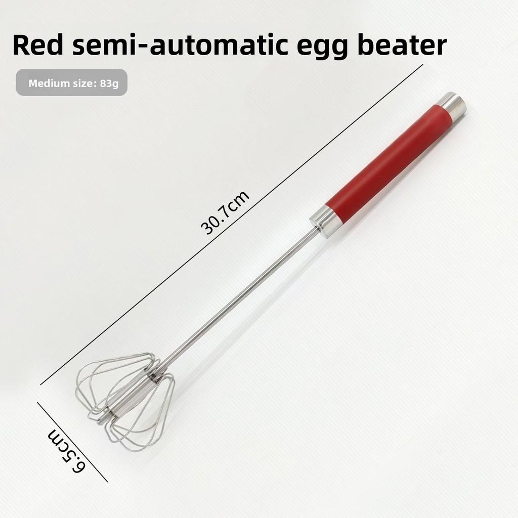 Stainless Steel Handheld Egg Beater With Rotating Whisk For Baking And Cooking