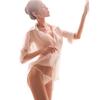 Women's Sexy Transparent Long Sleeve Lingerie Shirt - Passionate Office Uniform