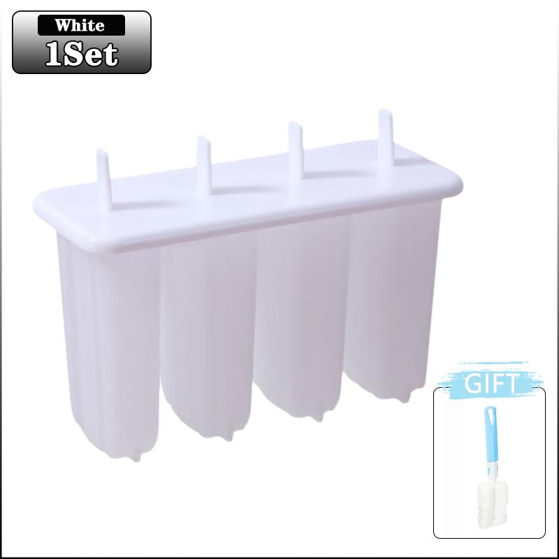 1-10PCS 4 Compartment Ice Cream Molds with Lid DIY Popsicle Maker Box Reusable Frozen Treat Mold for Kids Summer Kitchen Tool