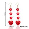 Long Red Love Heart Earrings Sweet Korean Cute Tassel Drop Earrings for Women Girls Fashion Party Dangle Earrings Jewelry Gifts
