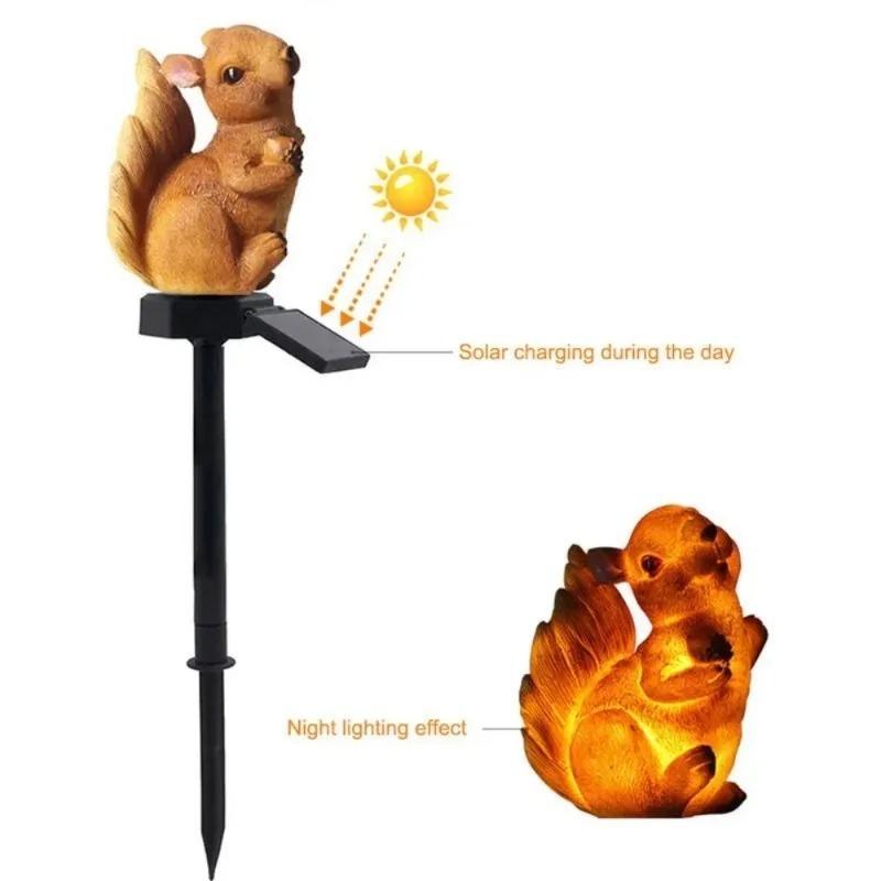 1 Pack Outdoor Solar LED Light Squirrel Light Waterproof Garden Landscape Squirrel Shape Decorative Light for Garden Yard