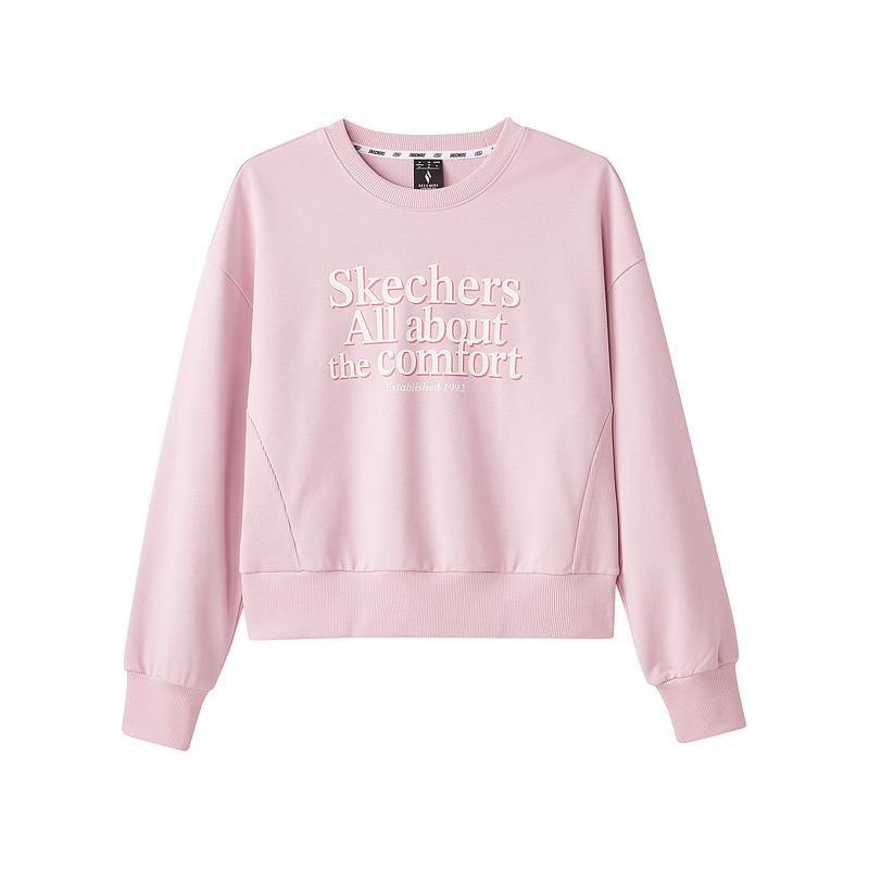 Skechers Sports Lifestyle Series Round Neck Comfortable Soft Pullover Loose Warm Casual Sweatshirt Women sweatshirt Lavender-Pink L424W207-04QT L