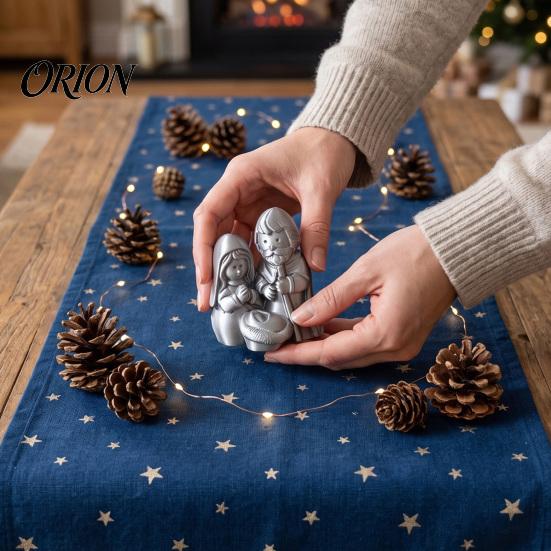 Bookshelf Christmas Figurines 3D Printed Nativity Figurine, Cute Holy Family Statue, Religious Scene Ornaments Holiday Desktop for Windowsills