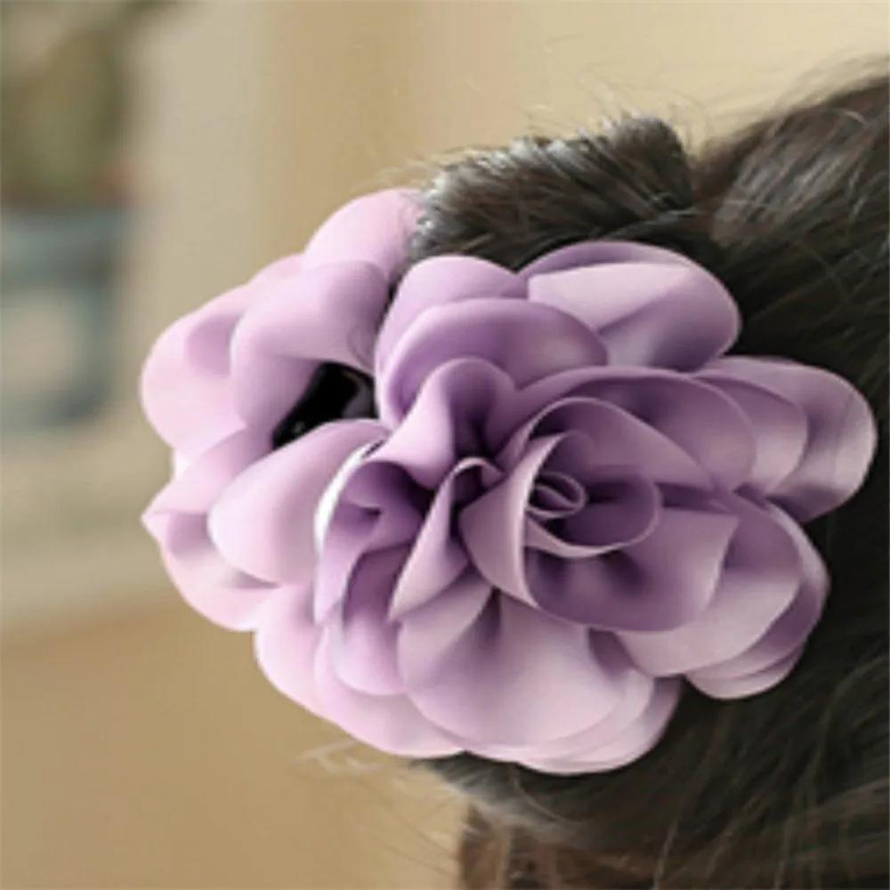 Flower hair clip, chiffon ribbon hair clip, hair clip, women s chiffon hair clip