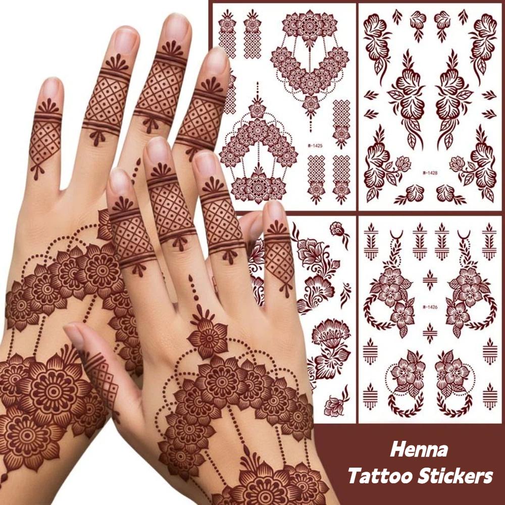 Red Mehndi Stickers Henna Tattoo Stickers Lace Fake Tattoo Body Art Sticker  Girls