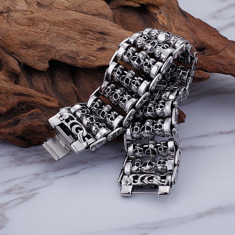 Men's Titanium Steel Skull Punk Bracelet Jewelry Accessory