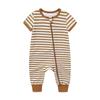 2-teiliger Baby Jungen Mädchen modischer kurzärmliger Overall mit Reißverschluss Baumwolle weich Neugeborenenkleidung