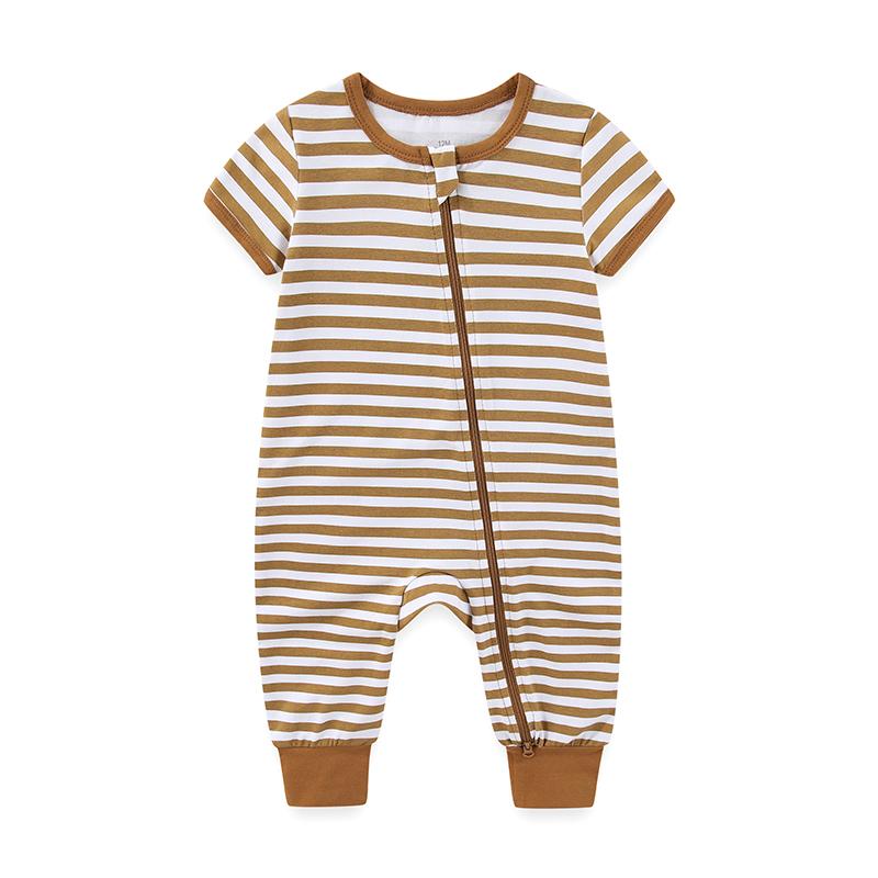 2-teiliger Baby Jungen Mädchen modischer kurzärmliger Overall mit Reißverschluss Baumwolle weich Neugeborenenkleidung